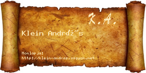 Klein András névjegykártya